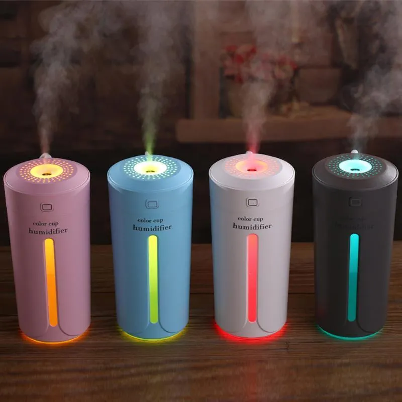 Mini Air Humidifier USB Ultrasonic Humidifier Car Aroma Diffuser Electric Essential Oil Diffuser Cup 7 Color LED Lights