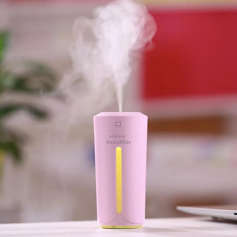 Mini Air Humidifier USB Ultrasonic Humidifier Car Aroma Diffuser Electric Essential Oil Diffuser Cup 7 Color LED Lights