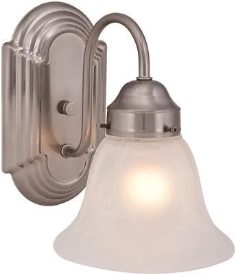 Monument Vanity Fixture Brushed Nickel 6 X 8-1/2 Inch  Uses (1) 100-Watt Incandescent Medium Base Lamp