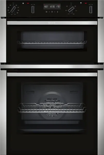 Neff U2ACM7HN0B Double Oven Pyrolytic - Black with Steel Trim