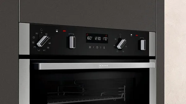 Neff U2ACM7HN0B Double Oven Pyrolytic - Black with Steel Trim