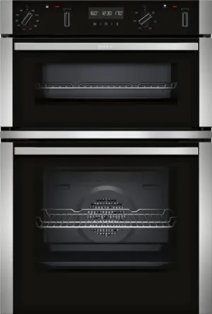 Neff U2ACM7HN0B Double Oven Pyrolytic - Black with Steel Trim