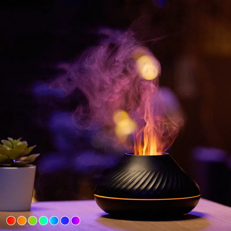 New Volcanic Flame Aroma Diffuser Essential Oil Lamp 130ml USB Portable Air Humidifier With Color Night Light Mist Maker Fogger LED Light