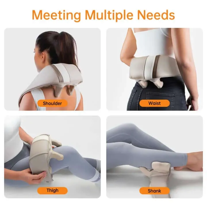 Portable Wireless Shiatsu Massager: Deep Tissue Relief with Heat Therapy