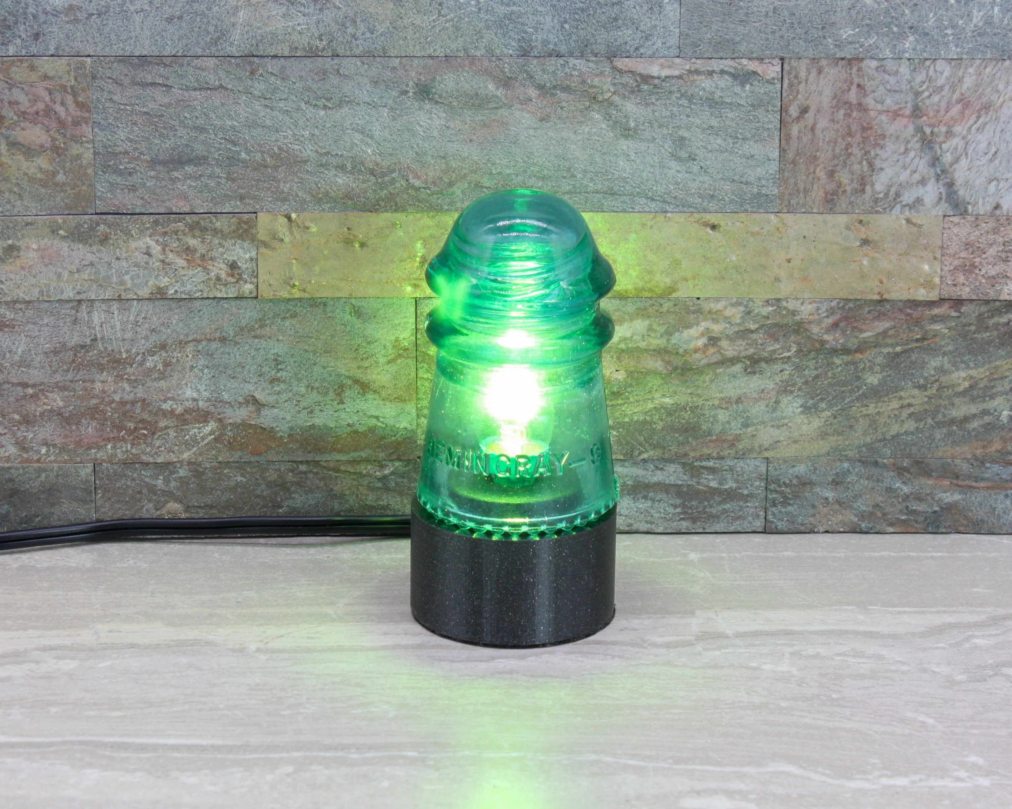 "The Small Aqua Lantern" Insulator Lamp, Industrial Lighting, Man Cave Deco, Neo Victorian Lamp design, Cyberpunk Lamp