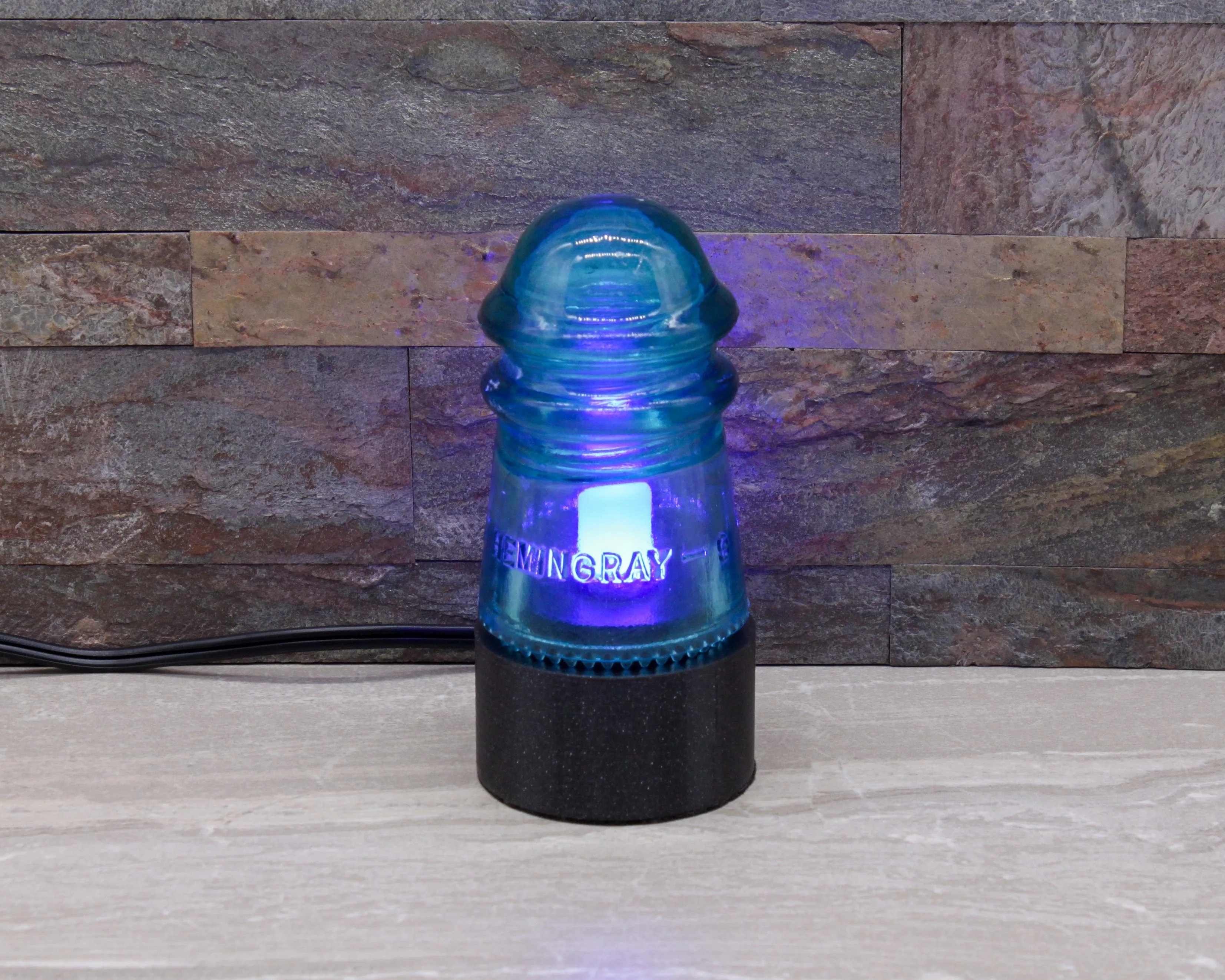 "The Small Aqua Lantern" Insulator Lamp, Industrial Lighting, Man Cave Deco, Neo Victorian Lamp design, Cyberpunk Lamp