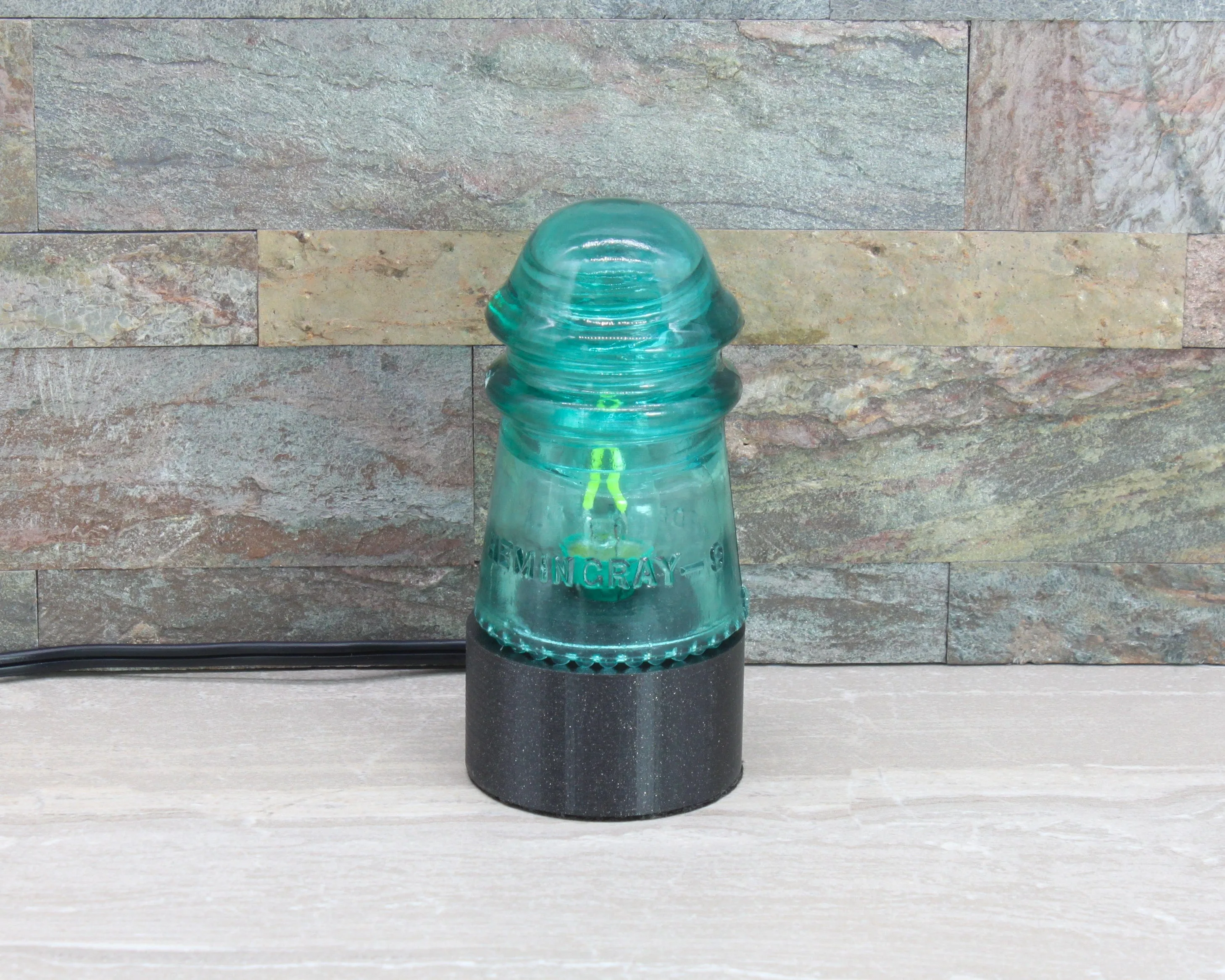 "The Small Aqua Lantern" Insulator Lamp, Industrial Lighting, Man Cave Deco, Neo Victorian Lamp design, Cyberpunk Lamp