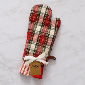 Red Tartan Oven Mitt & Dishcloth Gift Set