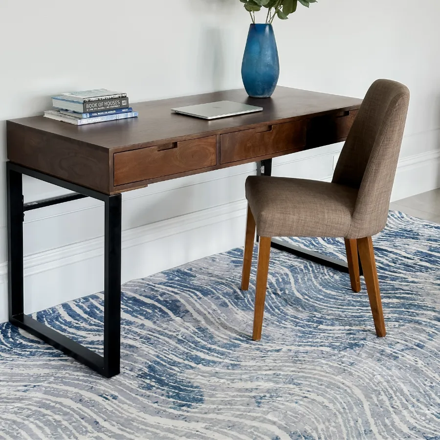 Shikhar Machine Washable Large Modern Blue Rug