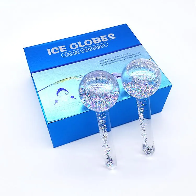 Silver 6Pcs Crystal Ice Hockey Massage Face BeAUty Eye Massager Ice Globes BeAUty Ball Eyes BeAUty Roller Water Wave Ball Fa0273