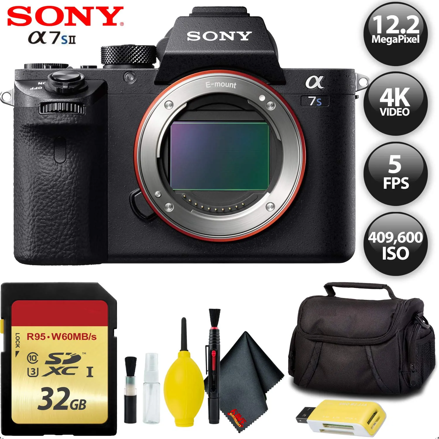 Sony?Alpha a7S II Mirrorless Digital Camera International Model   32GB Memory Card Base Kit with Accessories