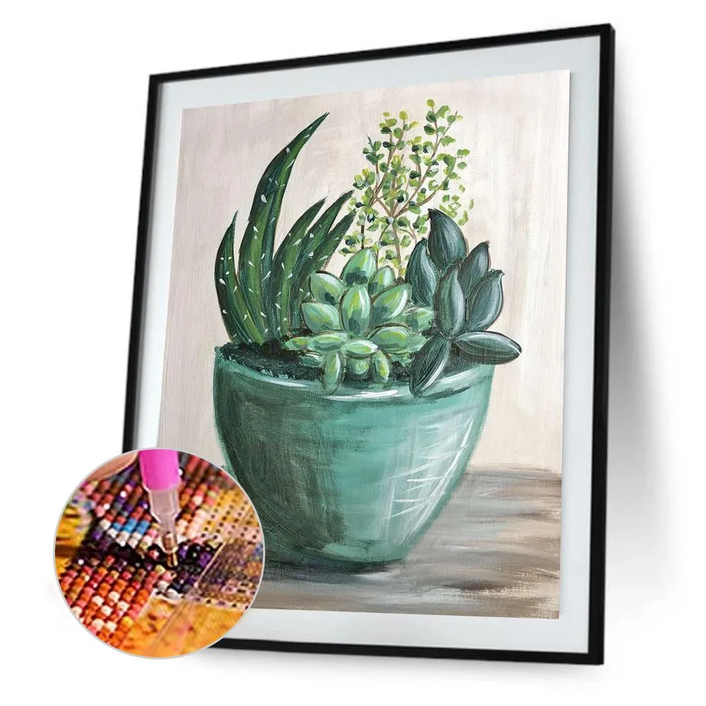 Succulent Plant - Full Round Diamond - 30x40cm