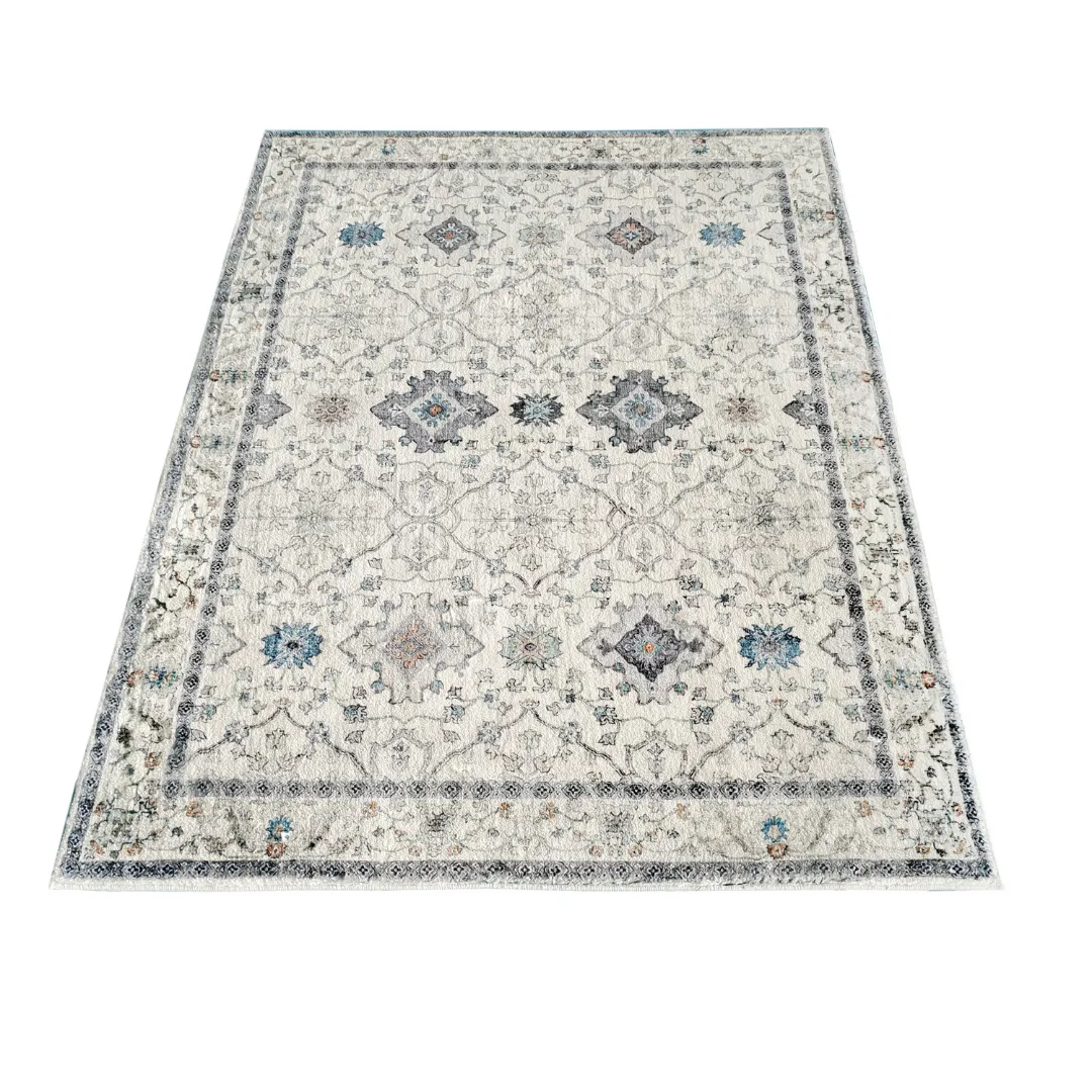 Susa Ivory Multicolour Traditional Distressed Area Rug