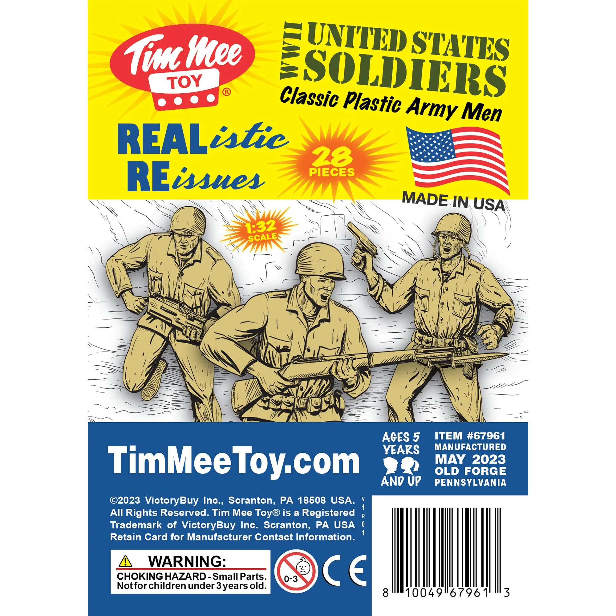 Tim Mee Toy PLASTIC ARMY MEN - 28pc Tan WW2 Soldier Figures - Made in USA