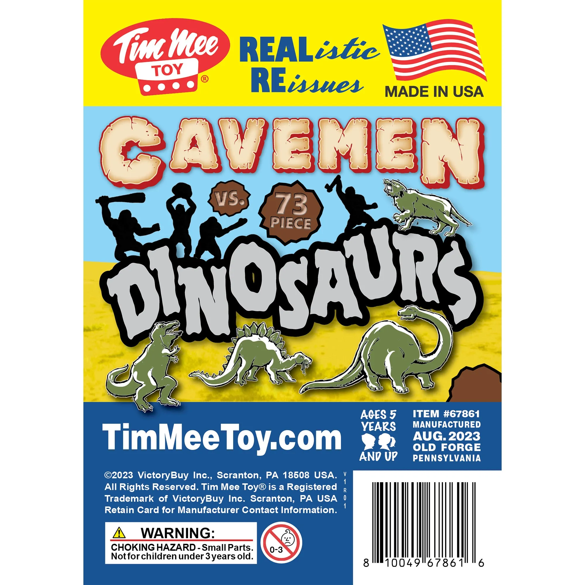 TimMee Prehistoric Plastic DINOSAUR & CAVEMAN Figures - Tan, Rust, OD Green 73pc