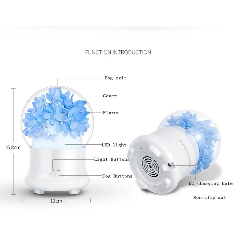 Ultrasonic Humidifier Essential Oil Aroma Diffuser Night light Cool Mist Humidificador With Flower