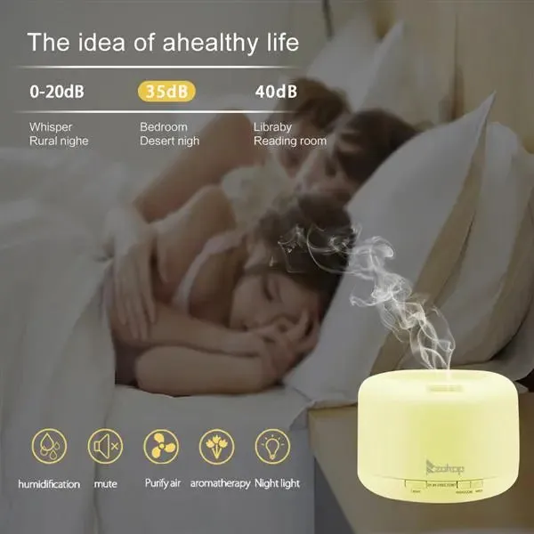 US Plug 500ML Color Cycling Aroma Diffuser with Remote Controller