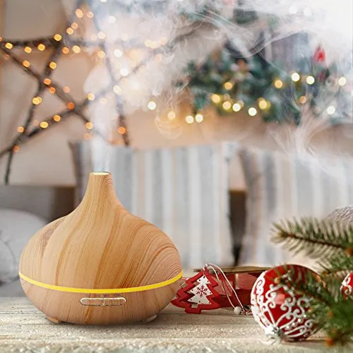 VicTsing 300ml Cool Mist Humidifier Ultrasonic Aroma Essential Oil Diffuser for Office Home Bedroom Living Room Study Yoga Spa - Wood Grain