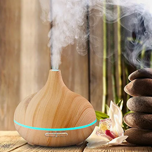 VicTsing 300ml Cool Mist Humidifier Ultrasonic Aroma Essential Oil Diffuser for Office Home Bedroom Living Room Study Yoga Spa - Wood Grain