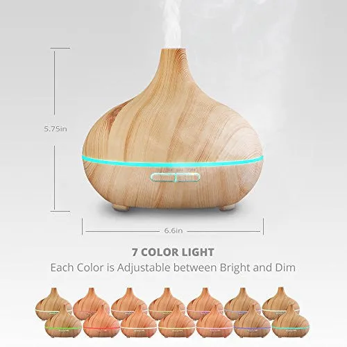 VicTsing 300ml Cool Mist Humidifier Ultrasonic Aroma Essential Oil Diffuser for Office Home Bedroom Living Room Study Yoga Spa - Wood Grain