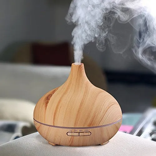 VicTsing 300ml Cool Mist Humidifier Ultrasonic Aroma Essential Oil Diffuser for Office Home Bedroom Living Room Study Yoga Spa - Wood Grain