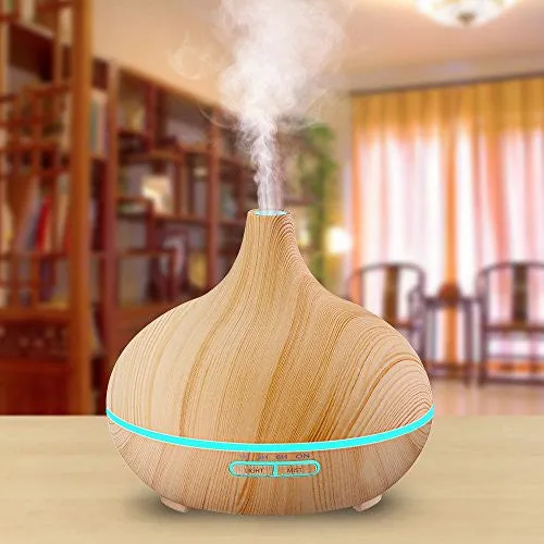 VicTsing 300ml Cool Mist Humidifier Ultrasonic Aroma Essential Oil Diffuser for Office Home Bedroom Living Room Study Yoga Spa - Wood Grain