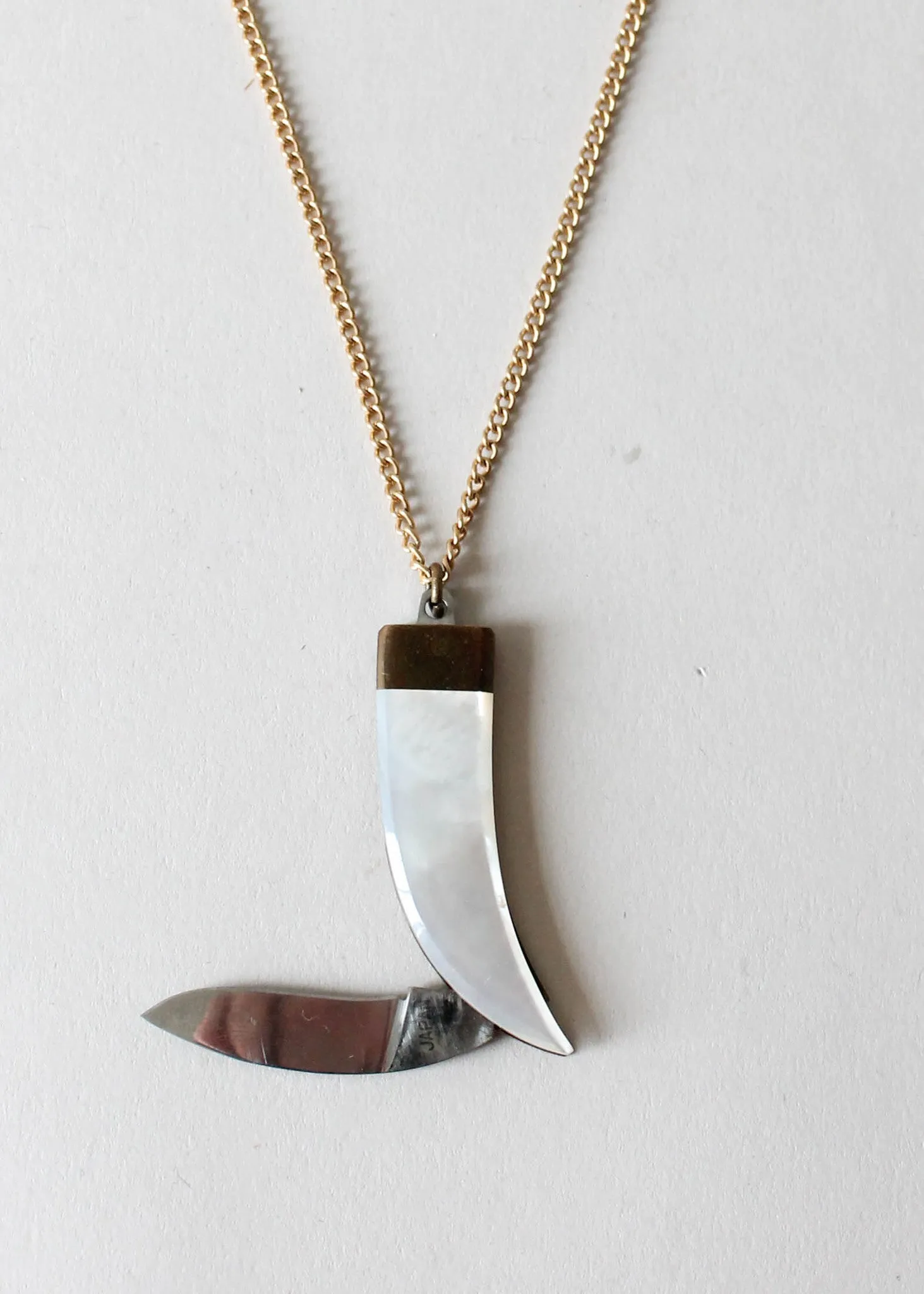 Vintage 1970s Bear Claw Pocket Knife Necklace