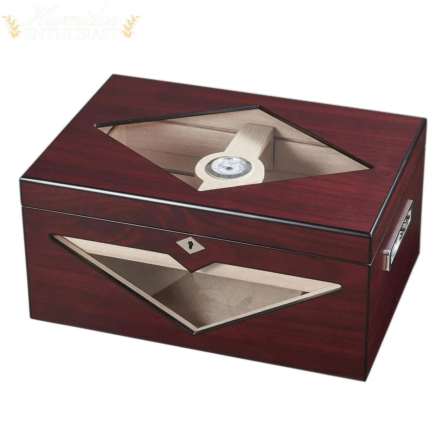 Visol Hudson Red Antique Wood Stain Desktop Cigar Humidor