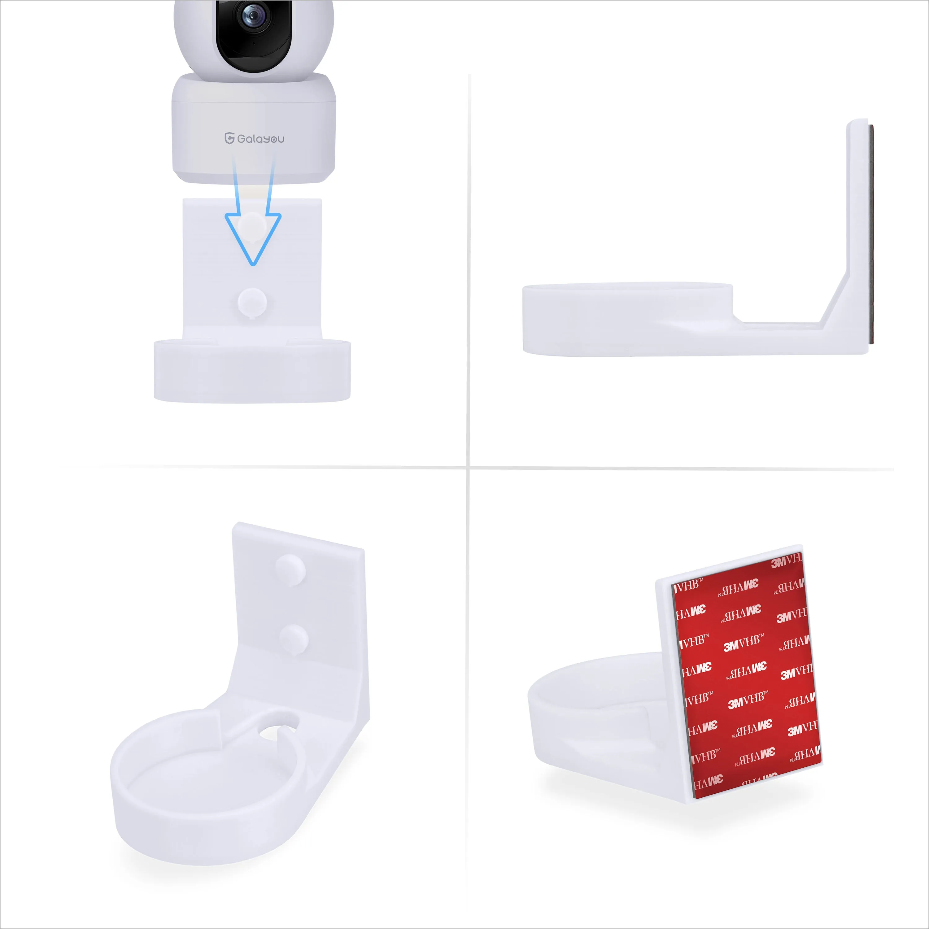 Wall Mount for Galayou G2 Pet & Baby Indoor Camera, Adhesive Security Camera Holder Bracket, Reduce Blind Spots & Clutter