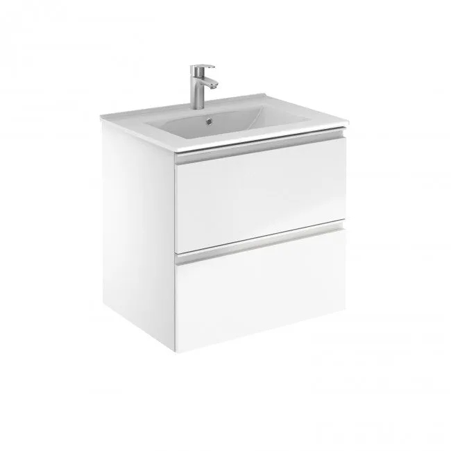 Wall-mount Vanity 24" x 18" 2 Drawers in High Gloss White