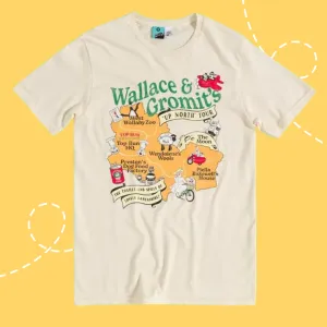 Wallace & Gromit 'Up North' Tour Map T-Shirt