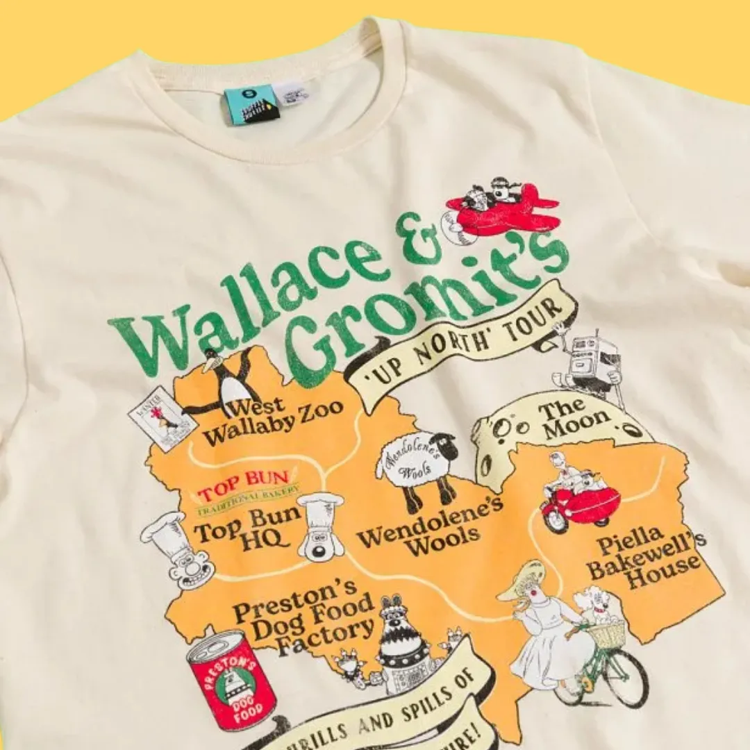 Wallace & Gromit 'Up North' Tour Map T-Shirt