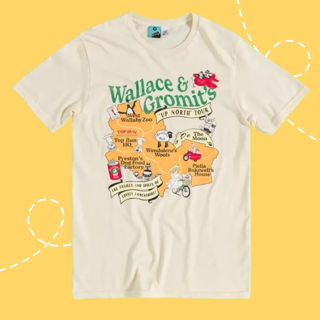 Wallace & Gromit 'Up North' Tour Map T-Shirt