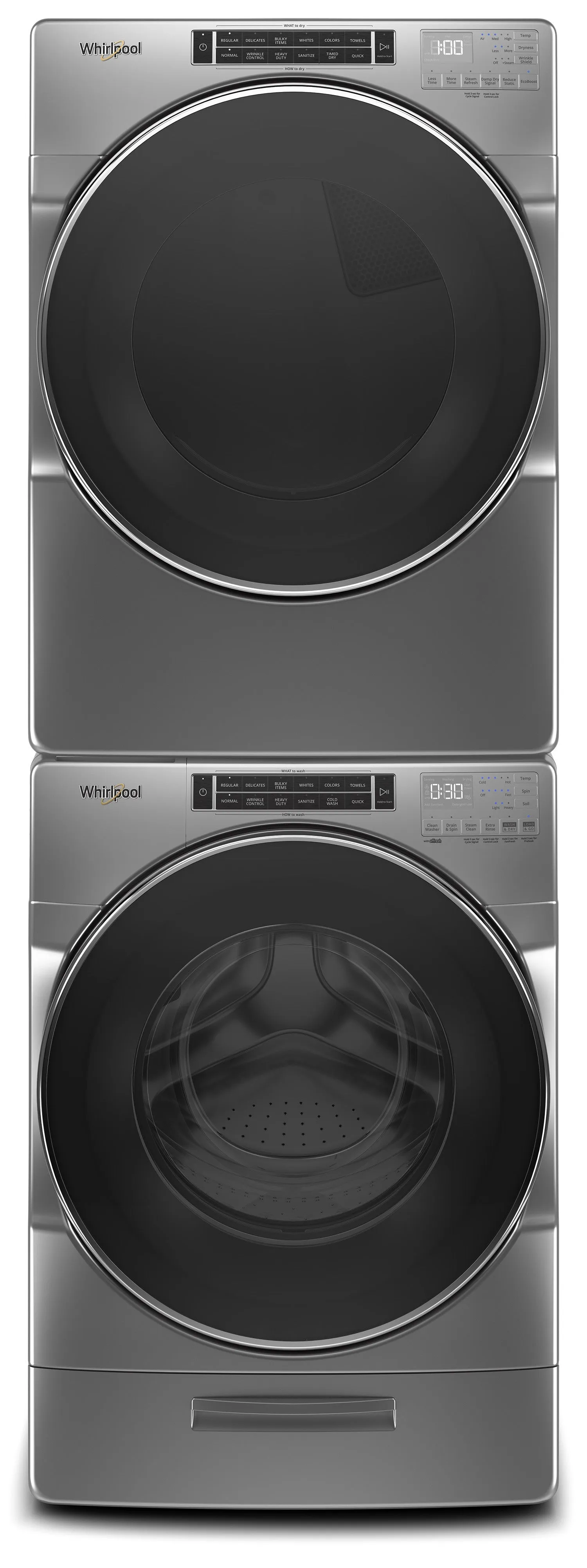 Whirlpool Chrome Shadow Front-Load Washer (5.8 cu. ft.) & Electric Dryer (7.4 cu. ft.) - WFW8620HC/YWED8620HC