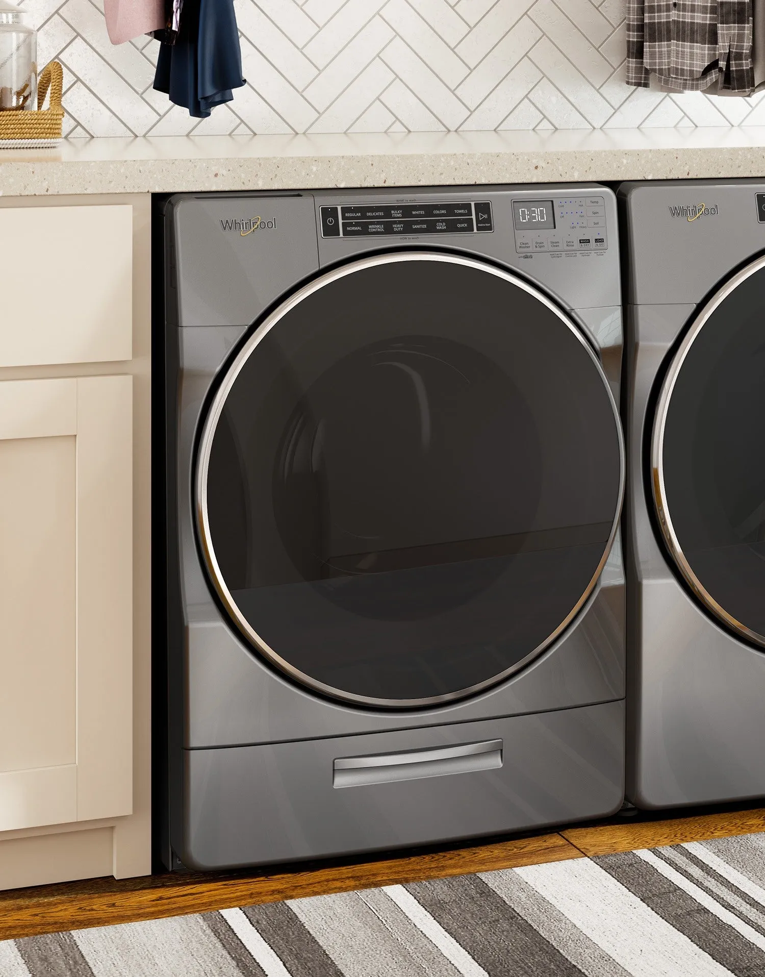 Whirlpool Chrome Shadow Front-Load Washer (5.8 cu. ft.) & Electric Dryer (7.4 cu. ft.) - WFW8620HC/YWED8620HC