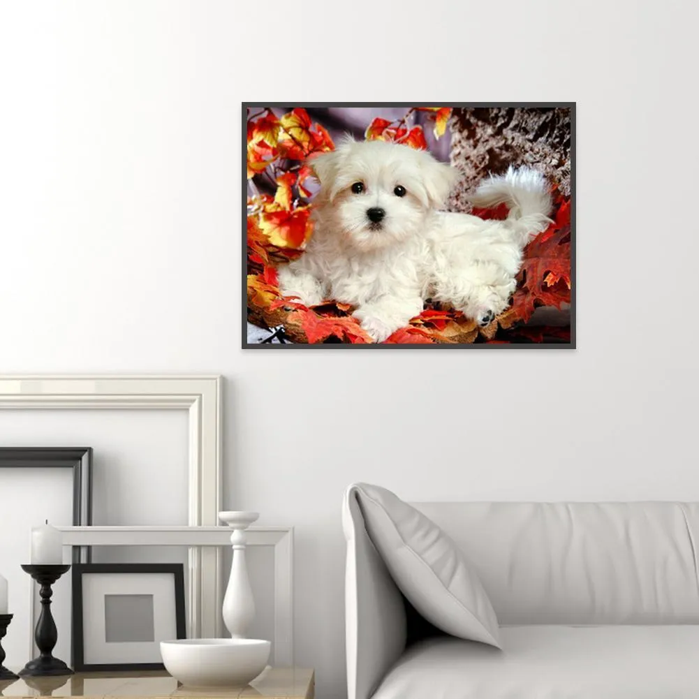 White Dog DIY Full Drill Diamond Painting