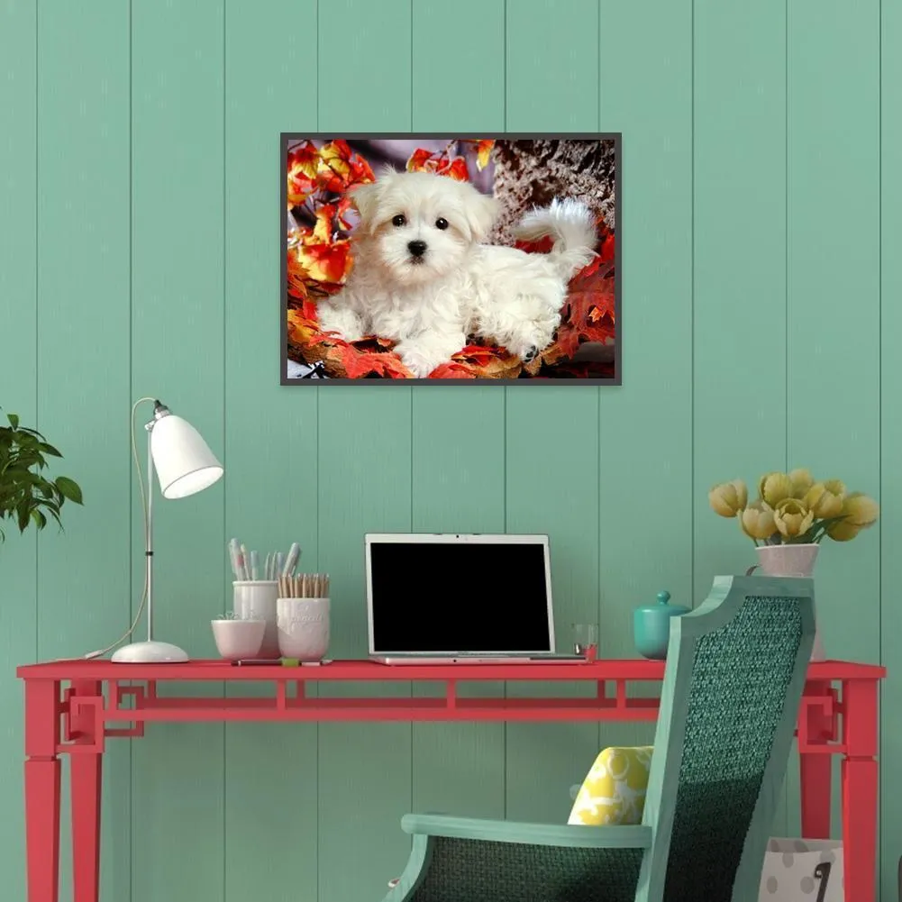 White Dog DIY Full Drill Diamond Painting