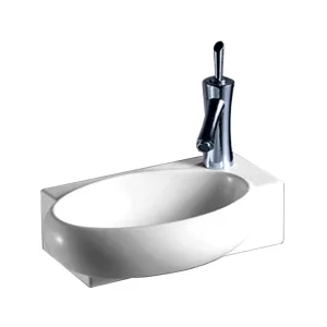 Whitehaus WHKN1136 Isabella Collection Rectangular Wall Mount Bathroom Sink with Oval Bowl