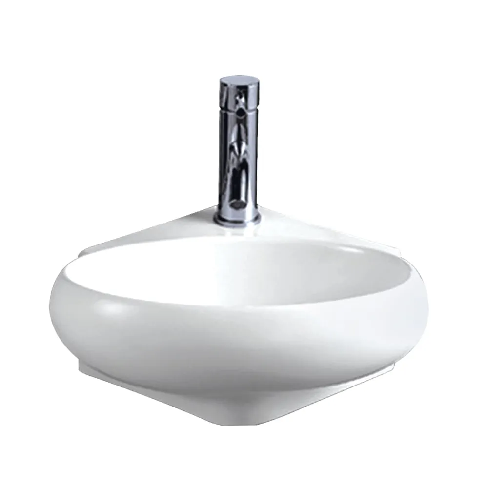 Whitehaus WHKN1137 Isabella Collection Oval Corner Wall Mount Sink with Center Drain