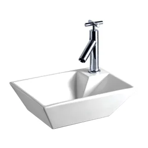 Whitehaus WHKN1142 Isabella Collection Rectangular Wall Mount Sink with a Right Offset Single Faucet Hole